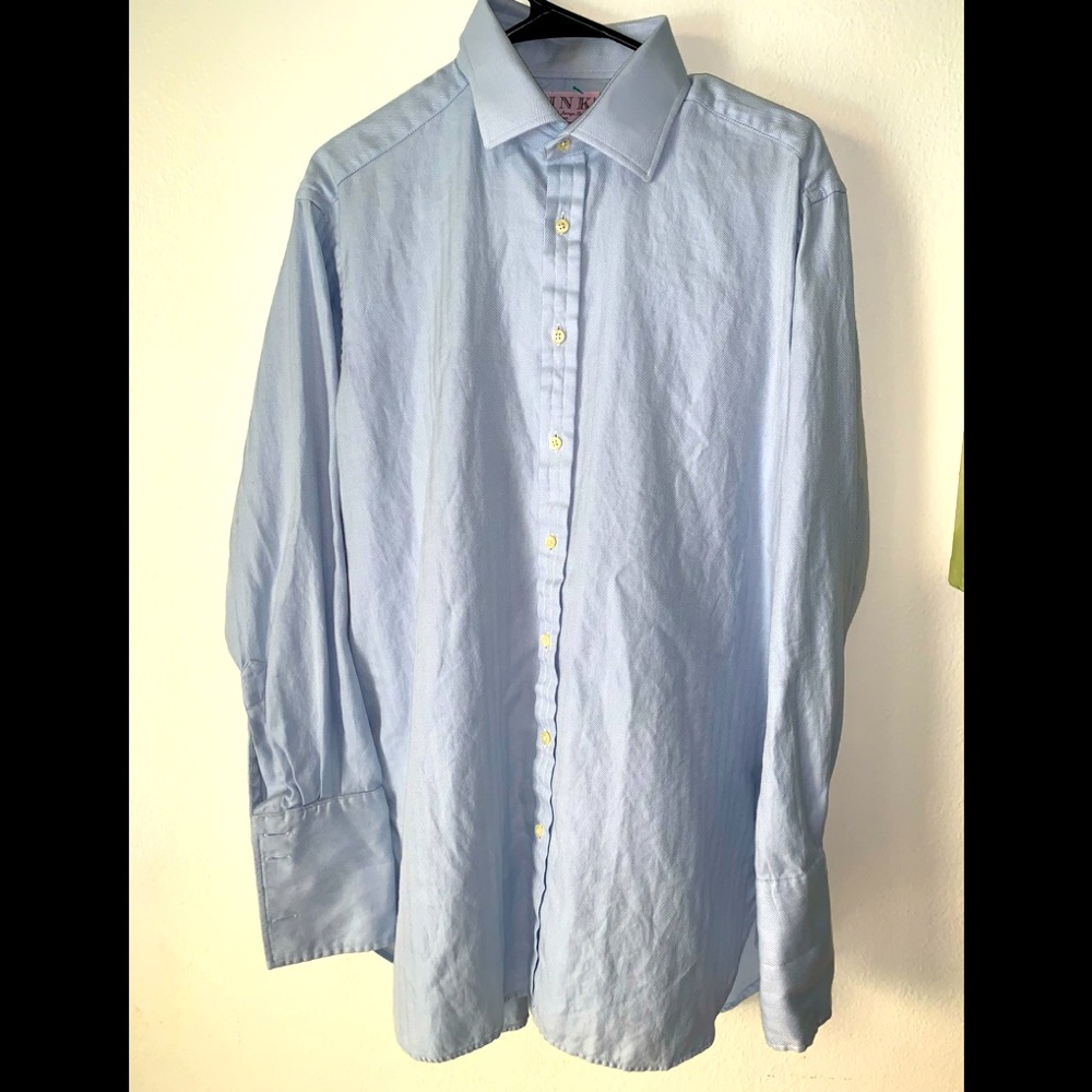 Thomas PInk herringbone twill mens shirt